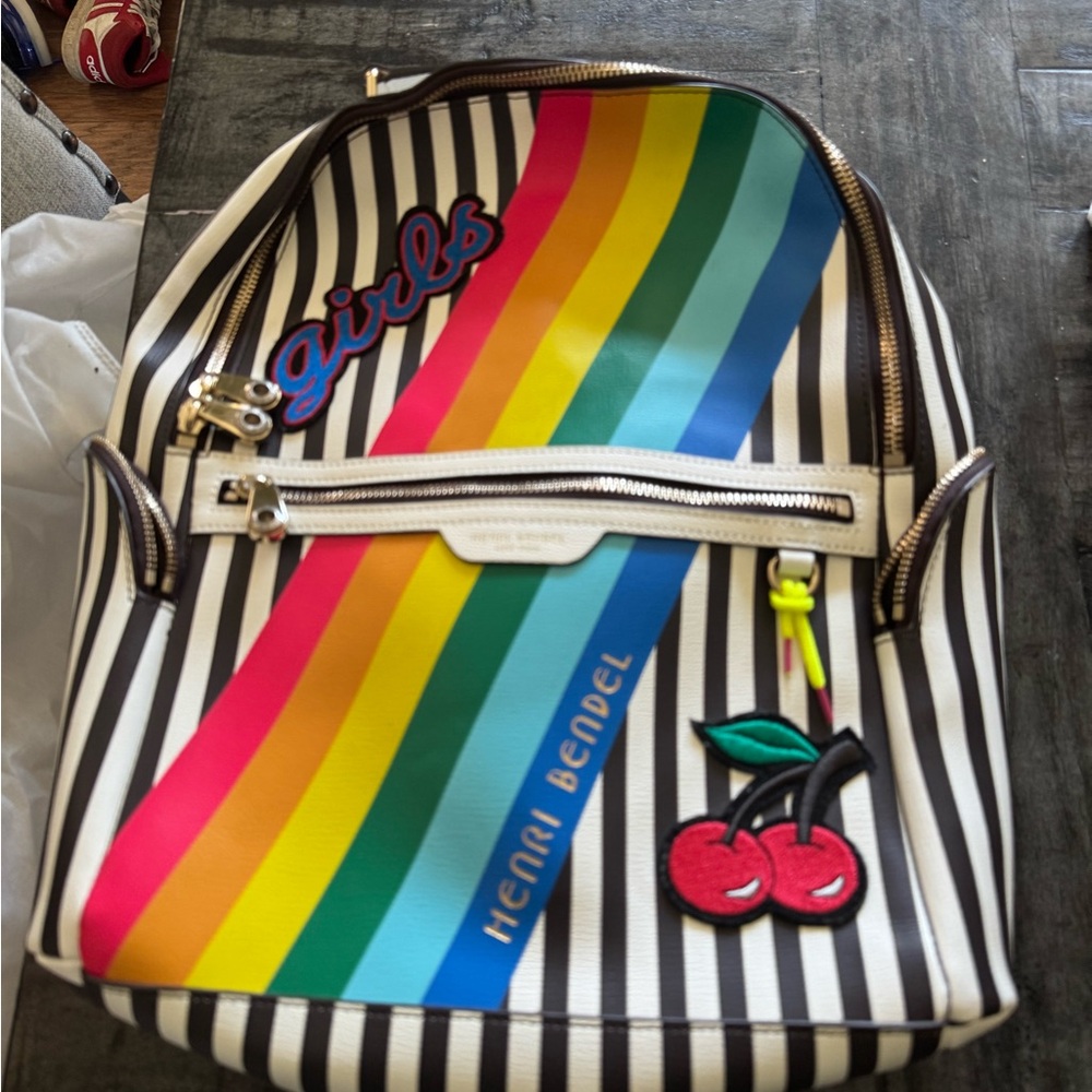Collectors item, Henri Bendel Striped Rainbow Backpack